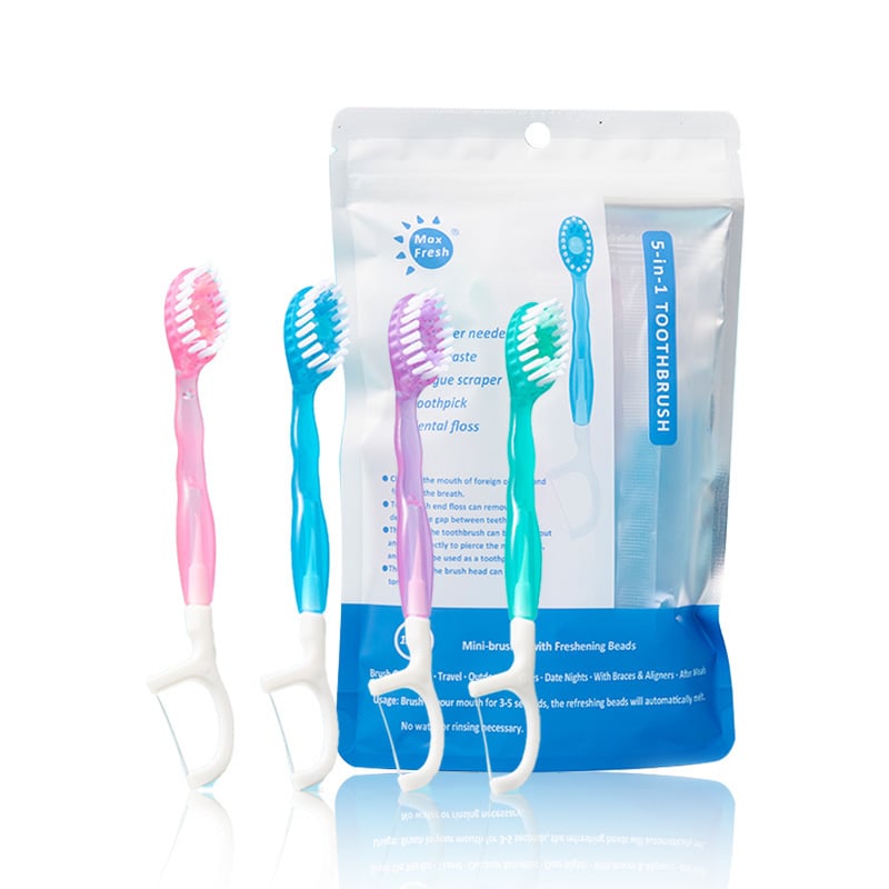 š5 in 1 Mini Toothbrush & Floss & Tongue Scraper & Toothpick Set
