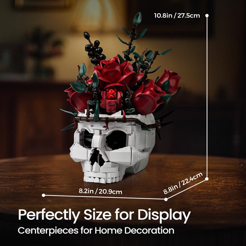 💀🌹Gothic Skull Rose Building Set for Adults🎁