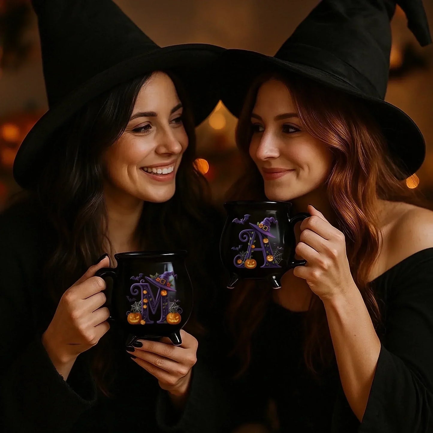 Custom 12oz Ceramic Cauldron Coffee Mug - Personalized Halloween Witchy Gifts For Besties, Sisters, BFF, Family, Yourself - Brew And Boo