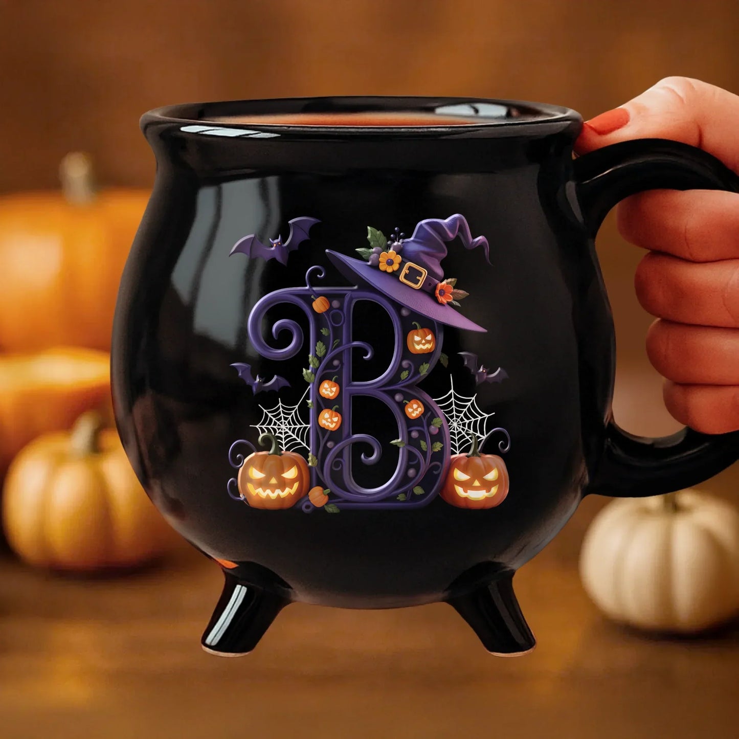 Custom 12oz Ceramic Cauldron Coffee Mug - Personalized Halloween Witchy Gifts For Besties, Sisters, BFF, Family, Yourself - Brew And Boo