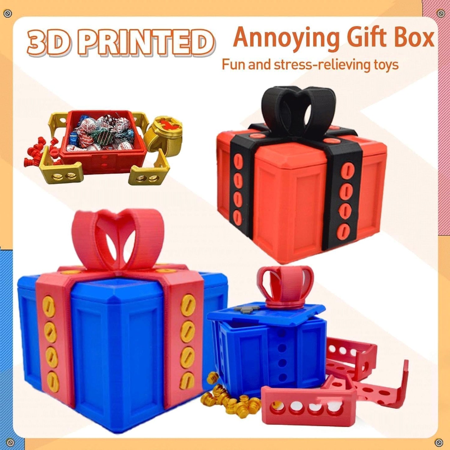 🎁 3D Printed Annoying Gift Box Ornaments 😂 - Ideal for Pranks and Mischief!