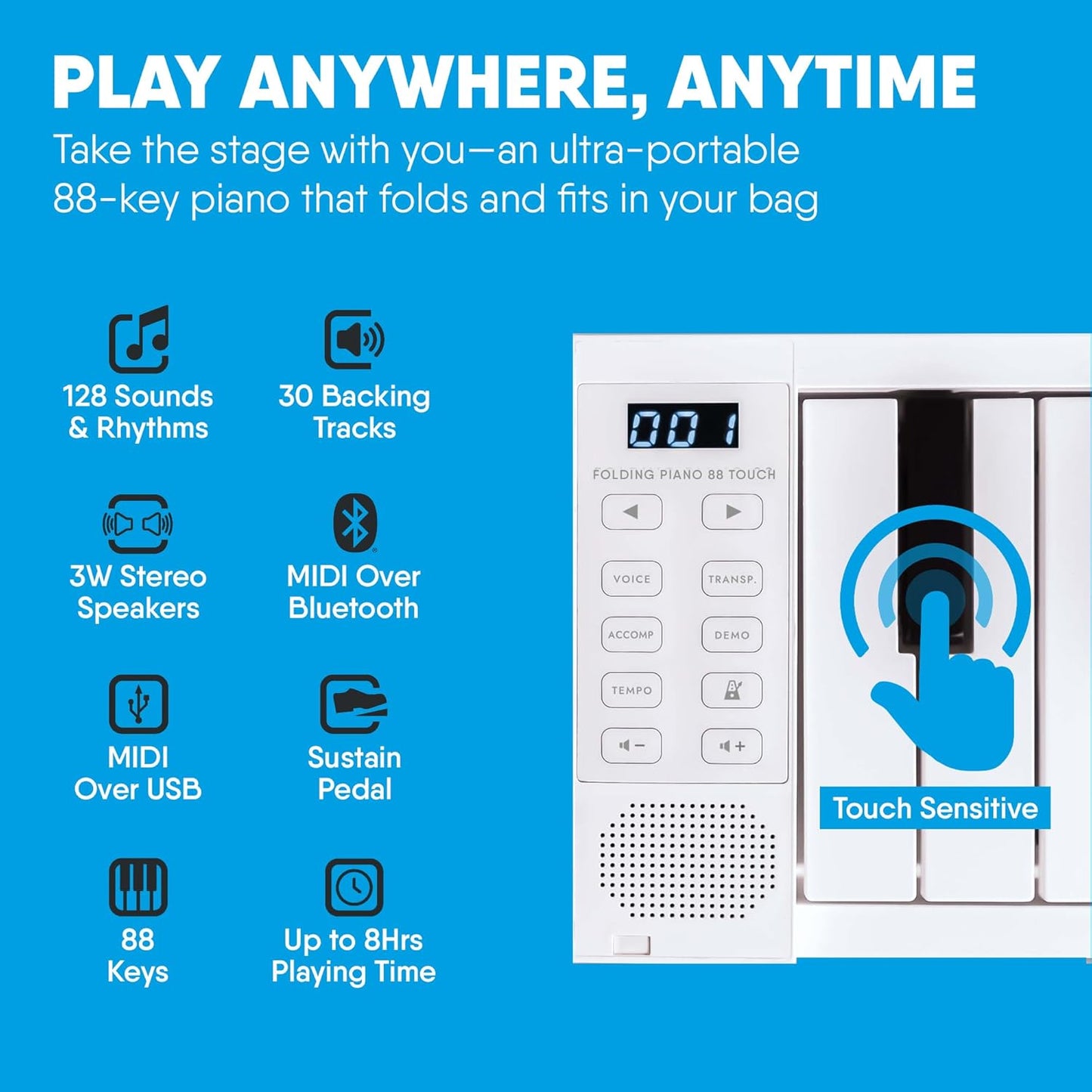 WaveRider 88 – The Foldable Full-Size Piano That Goes Anywhere 🎹