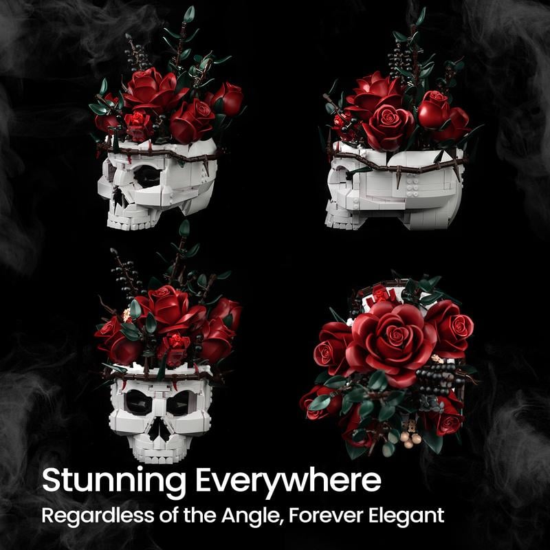 💀🌹Gothic Skull Rose Building Set for Adults🎁