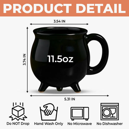 Custom 12oz Ceramic Cauldron Coffee Mug - Personalized Halloween Witchy Gifts For Besties, Sisters, BFF, Family, Yourself - Brew And Boo