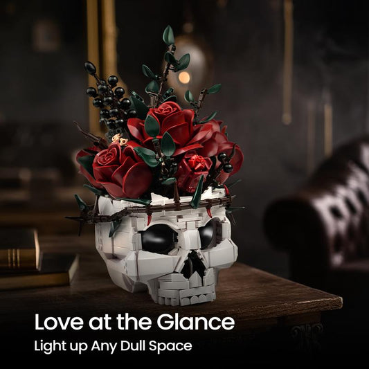 💀🌹Gothic Skull Rose Building Set for Adults🎁
